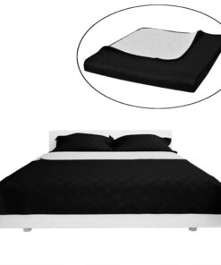 vidaXL Bedsprei gewatteerd dubbelzijdig 220x240 cm zwart/wit