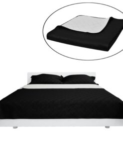 vidaXL Bedsprei gewatteerd dubbelzijdig 230x260 cm zwart/wit