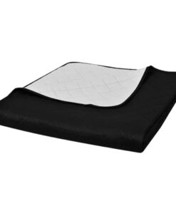 vidaXL Bedsprei gewatteerd dubbelzijdig 230x260 cm zwart/wit