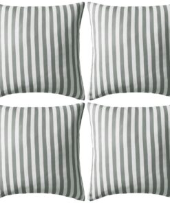vidaXL Buitenkussens 45x45 cm gestreept grijs 4 st