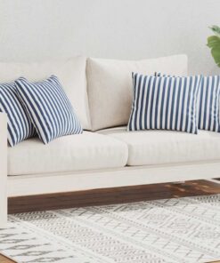 vidaXL Buitenkussens 45x45 cm gestreept marineblauw 4 st