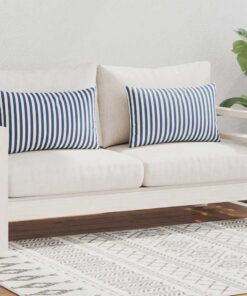 vidaXL Buitenkussens 60x40 cm gestreept marineblauw 2 st