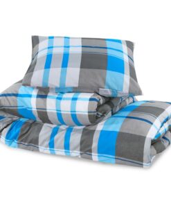 vidaXL Dekbedovertrekset 135x200 cm katoen blauw en grijs