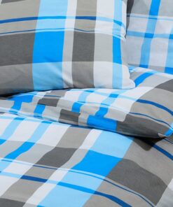 vidaXL Dekbedovertrekset 135x200 cm katoen blauw en grijs