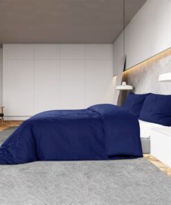 vidaXL Dekbedovertrekset 135x200 cm microvezel marineblauw