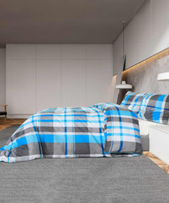 vidaXL Dekbedovertrekset 140x200 cm katoen blauw en grijs