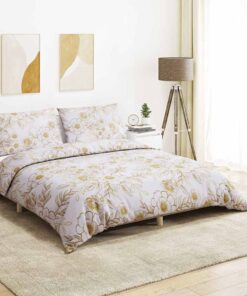 vidaXL Dekbedovertrekset 140x200 cm katoen wit en bruin