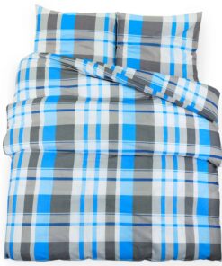 vidaXL Dekbedovertrekset 155x220 cm katoen blauw en grijs