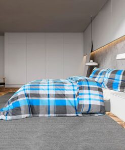 vidaXL Dekbedovertrekset 155x220 cm katoen blauw en grijs