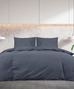 vidaXL Dekbedovertrekset 200x200 cm katoen antracietkleurig