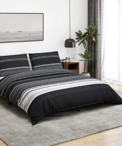 vidaXL Dekbedovertrekset 200x200 cm katoen zwart en wit