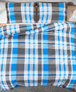 vidaXL Dekbedovertrekset 220x240 cm katoen blauw en grijs