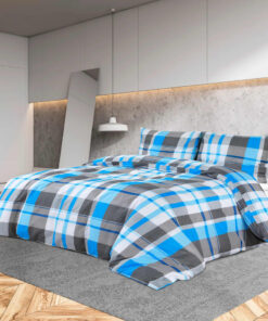 vidaXL Dekbedovertrekset 240x220 cm katoen blauw en grijs