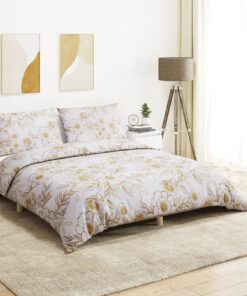 vidaXL Dekbedovertrekset 240x220 cm katoen wit en bruin
