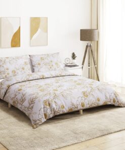 vidaXL Dekbedovertrekset 260x220 cm katoen wit en bruin