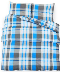 vidaXL Dekbedovertrekset 260x240 cm katoen blauw en grijs
