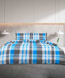vidaXL Dekbedovertrekset 260x240 cm katoen blauw en grijs