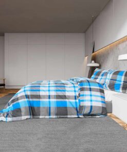 vidaXL Dekbedovertrekset 260x240 cm katoen blauw en grijs