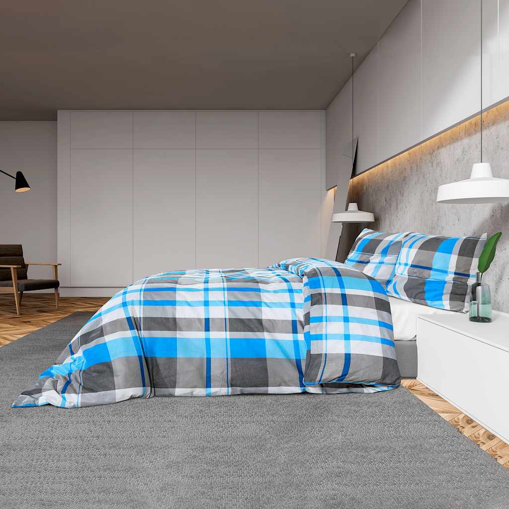 vidaXL Dekbedovertrekset 260x240 cm katoen blauw en grijs