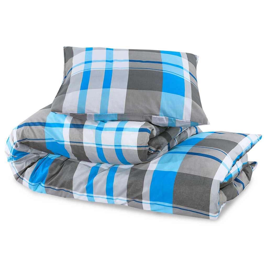 vidaXL Dekbedovertrekset 260x240 cm katoen blauw en grijs