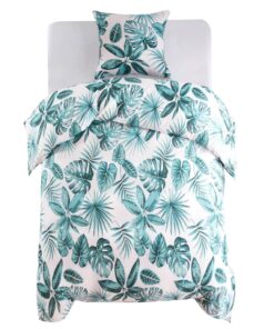 vidaXL Dekbedovertrekset bladeren 140x200/60x70 cm groen