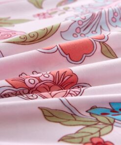 vidaXL Dekbedovertrekset bloemen/gestreept 200x220/80x80 cm roze