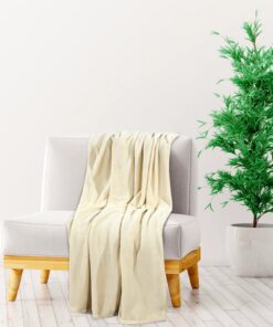 vidaXL Deken 150x200 cm polyester crèmekleurig