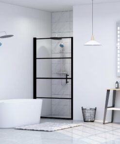 vidaXL Douchedeur 100x178 cm gehard glas zwart