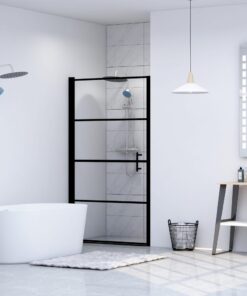 vidaXL Douchedeur 81x195 cm gehard glas zwart