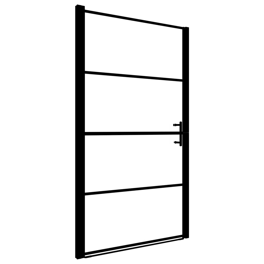 vidaXL Douchedeur 91x195 cm gehard glas zwart