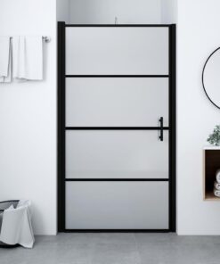 vidaXL Douchedeur mat 100x178 cm gehard glas zwart