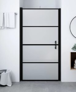vidaXL Douchedeur mat 81x195 cm gehard glas zwart