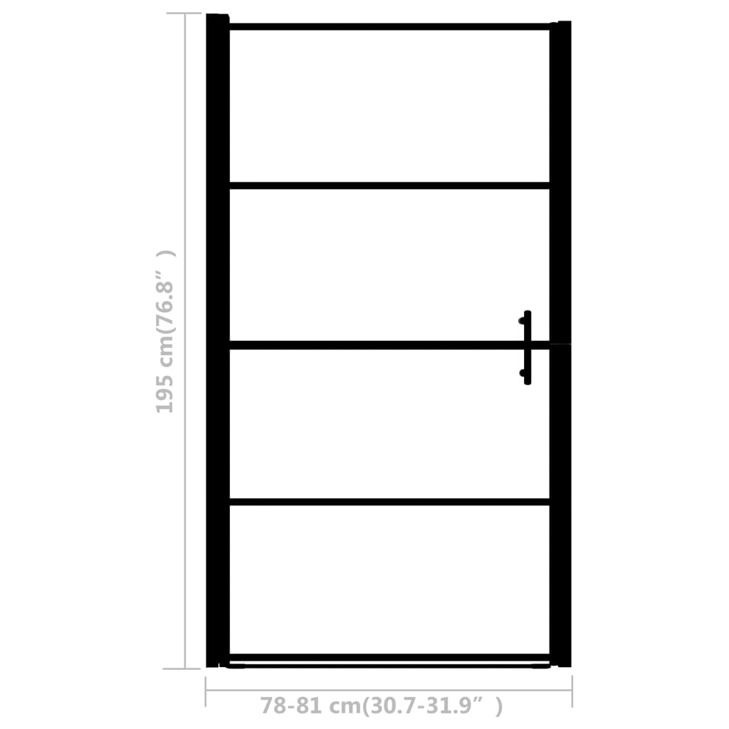 vidaXL Douchedeur mat 81x195 cm gehard glas zwart - Afbeelding 5