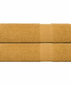 vidaXL Douchehanddoeken FROGN 2 st 70x140 cm 360 g/m² goud