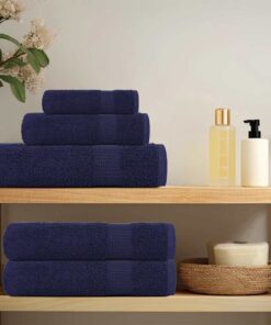 vidaXL Douchehanddoeken FROGN 4 st 70x140 cm 360 g/m² marineblauw