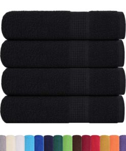 vidaXL Douchehanddoeken FROGN 4 st 70x140 cm 360 g/m² zwart