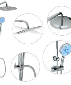 vidaXL Douchekoppenset dubbel met handdouche roestvrij staal