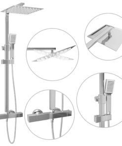 vidaXL Douchekoppenset dubbel met thermostaat roestvrij staal