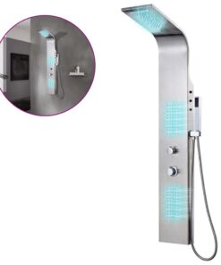 vidaXL Douchepaneel gebogen roestvrij staal