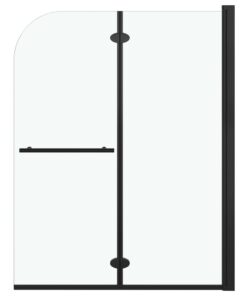 vidaXL Douchewand inklapbaar 2 panelen 95x140 cm ESG zwart