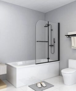 vidaXL Douchewand inklapbaar 2 panelen 95x140 cm ESG zwart