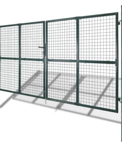 vidaXL Dubbele poort met deur 300x150 cm gepoedercoat staal