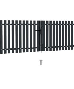 vidaXL Dubbele poort met deur staal 300x125 cm antraciet