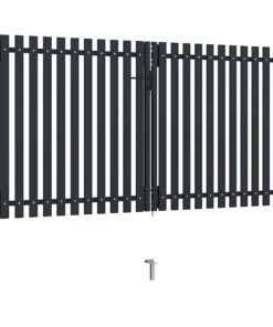 vidaXL Dubbele poort met deur staal 300x150 cm antraciet