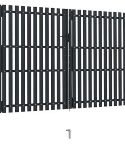 vidaXL Dubbele poort met deur staal 300x200 cm antraciet
