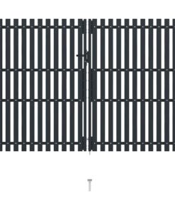 vidaXL Dubbele poort met deur staal 300x200 cm antraciet