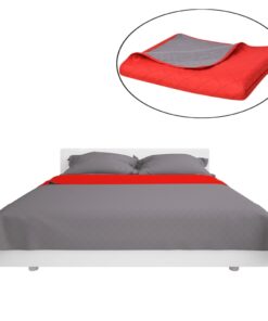 vidaXL Dubbelzijdige quilt bedsprei rood en grijs 230x260 cm