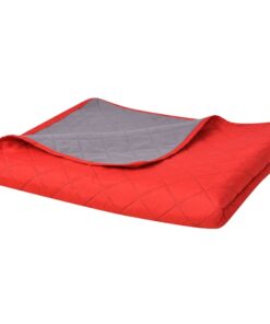 vidaXL Dubbelzijdige quilt bedsprei rood en grijs 230x260 cm