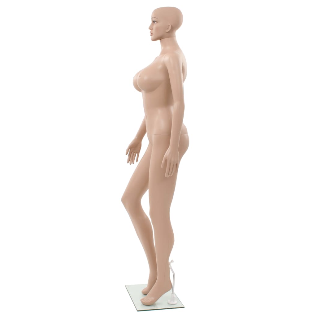 vidaXL Etalagepop sexy vrouw met glazen voet 180 cm beige - Afbeelding 3