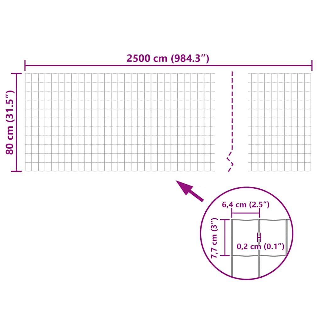 vidaXL Euro hek 25x0,8 m staal grijs - Image 5